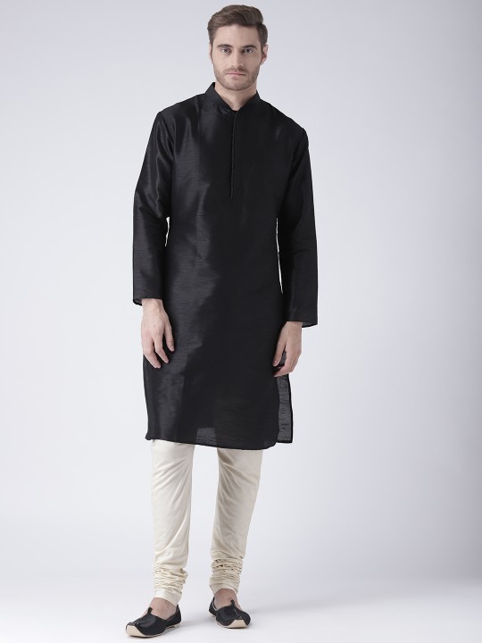 Men Black Solid Kurta with Pyjamas S