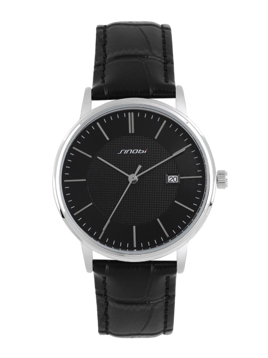 Men Black Textured Analogue Watch 11S9651G02