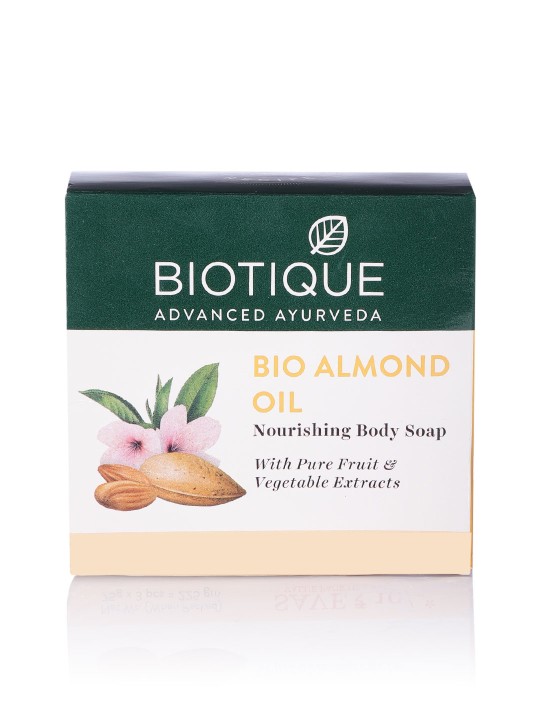 Biotique Set of 3 Almond Oil Nourishing & Deep Cleansing Body Soaps To Target Dry Skin