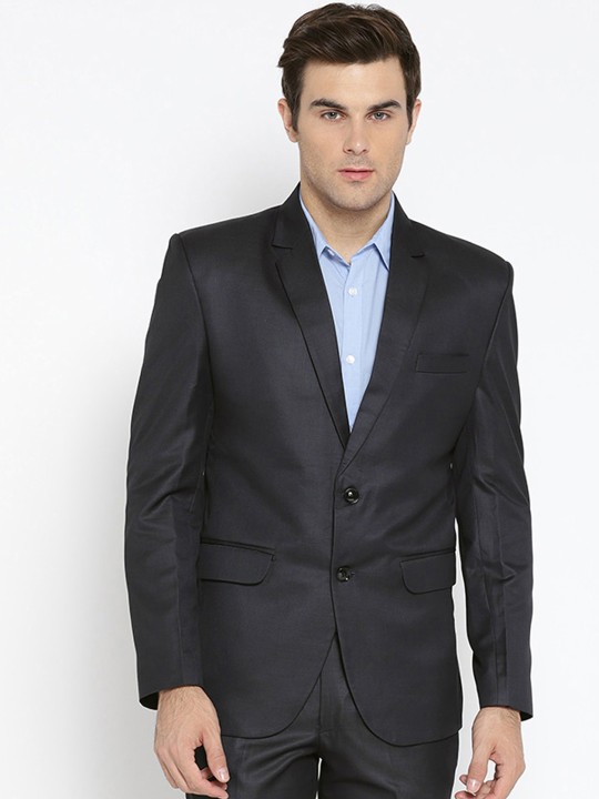 Grey Single-Breasted Slim Fit Blazer 36