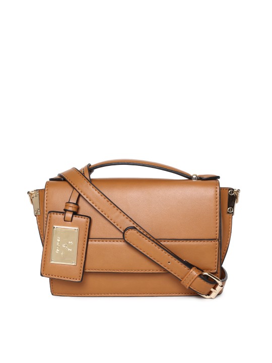 allen solly tan solid shoulder bag