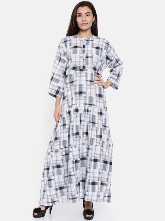 Women White Printed Maxi Dress XL