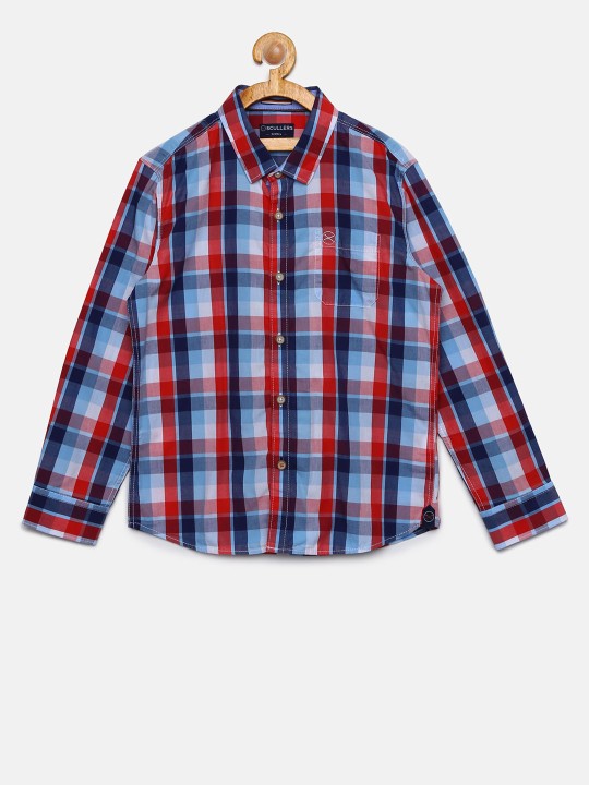 Boys Multicoloured Regular Fit Checked Casual Shirt 13-14Y