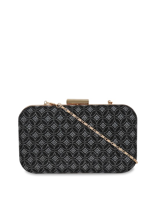 Black & Off-White Printed Clutch