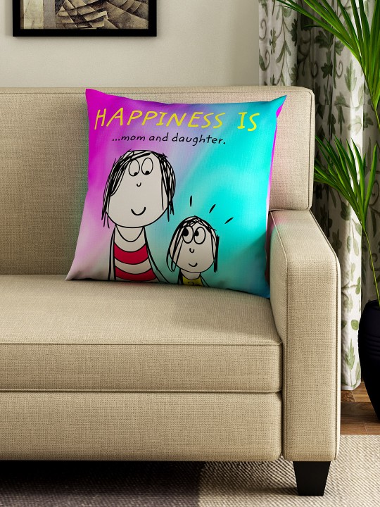 Blue Printed Square 40.6 cm x 40.6 cm Cushion