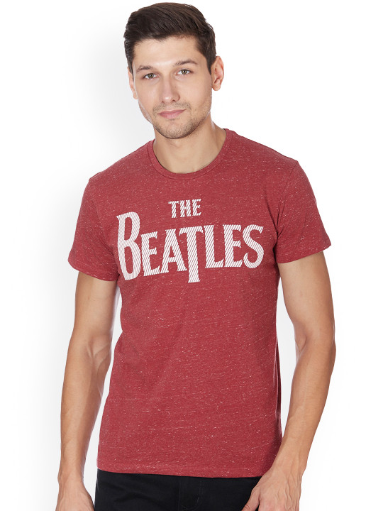 Men Red Printed Beatles T-shirt XL