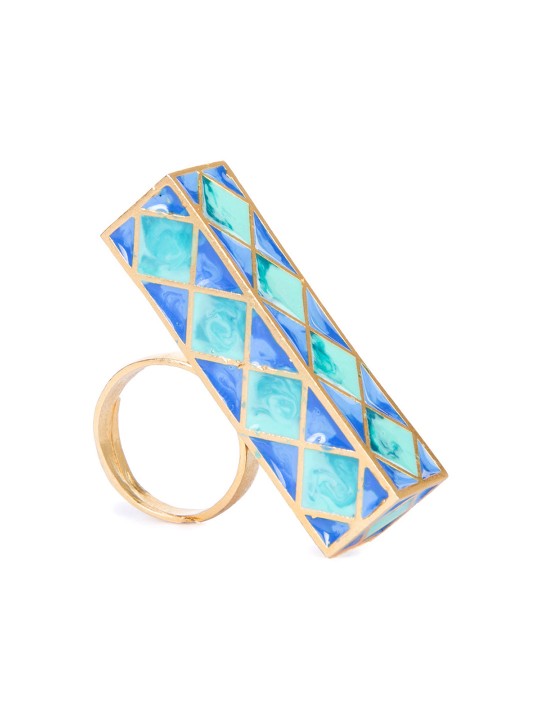 Women Blue Madhubani Ring