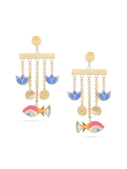 Gold-Toned Contemporary Drop Earrings