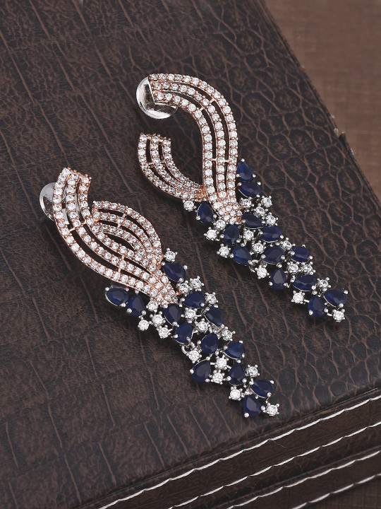 Rose Gold & Blue Contemporary Drop Earrings