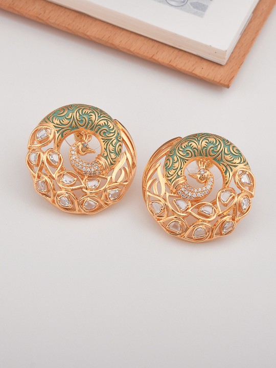 White Gold-Plated Peacock Shaped Studs