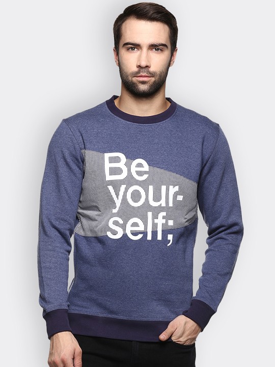 Men Blue Printed Sweatshirt S