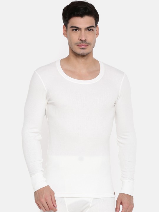 Men White Thermal Top S