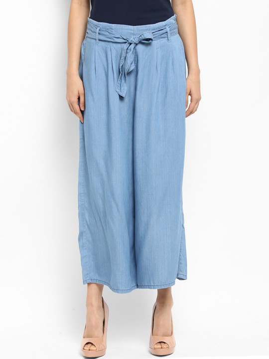 Women Blue Loose Fit Solid Culottes 25