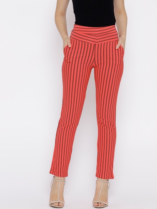 red black striped trousers