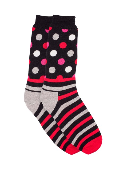Men Black & Red Patterned Above Ankle-Length Socks
