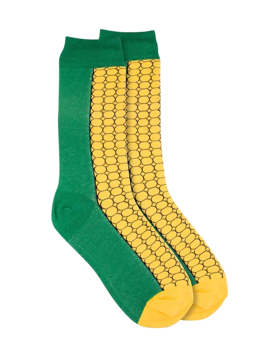 Men Green & Yellow Self-Design Above Ankle-Length Socks