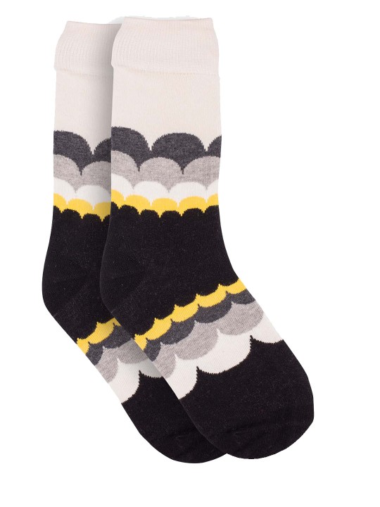 Men Black & Multi-colored Self-Design Above Ankle-Length Socks