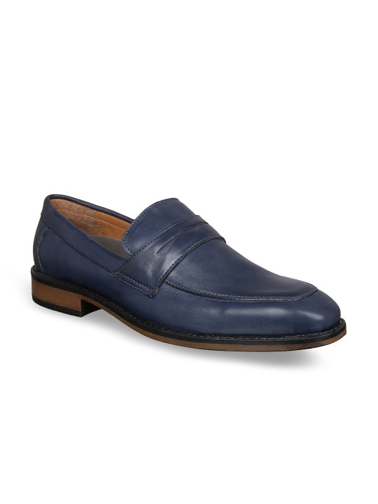 Men Navy Blue Formal Leather Loafers 6