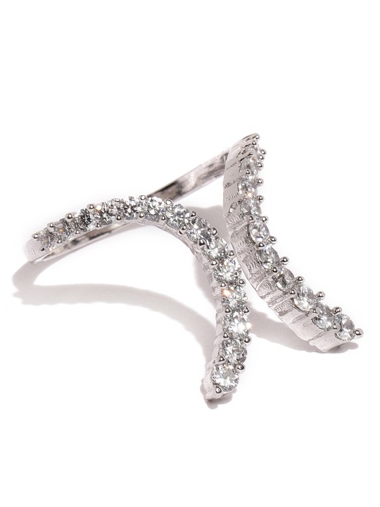Women Silver-Toned Petite Twist Finger Ring