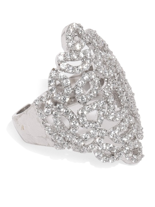 Women Silver-Toned Open Ended Finger Ring