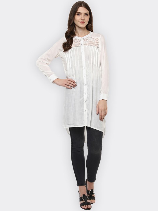 White Self Design Tunic M
