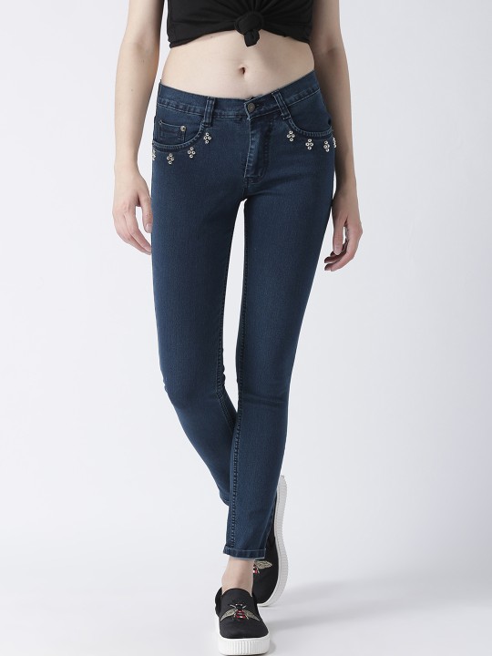 Women Blue Slim Fit Mid-Rise Clean Look Stretchable Jeans 28