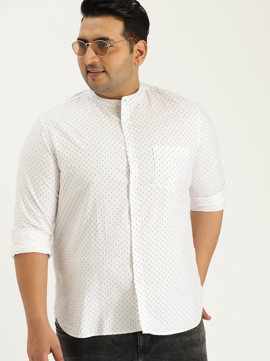 Men White Printed Casual Shirt 42