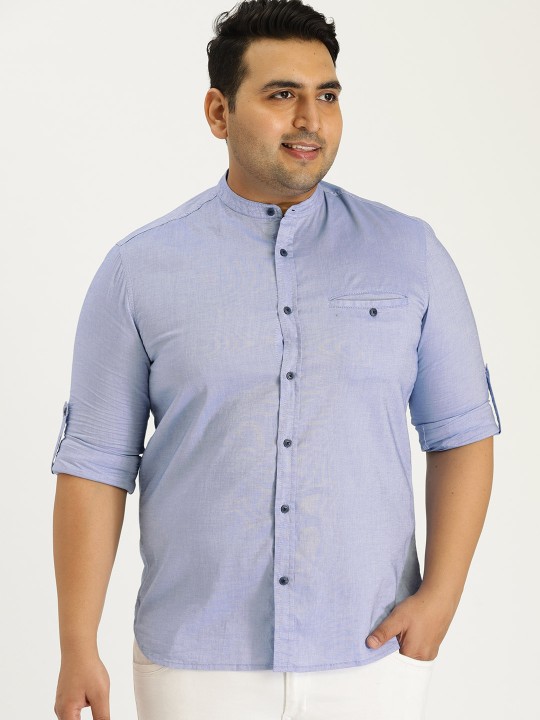 Men Blue Solid Casual Shirt 42