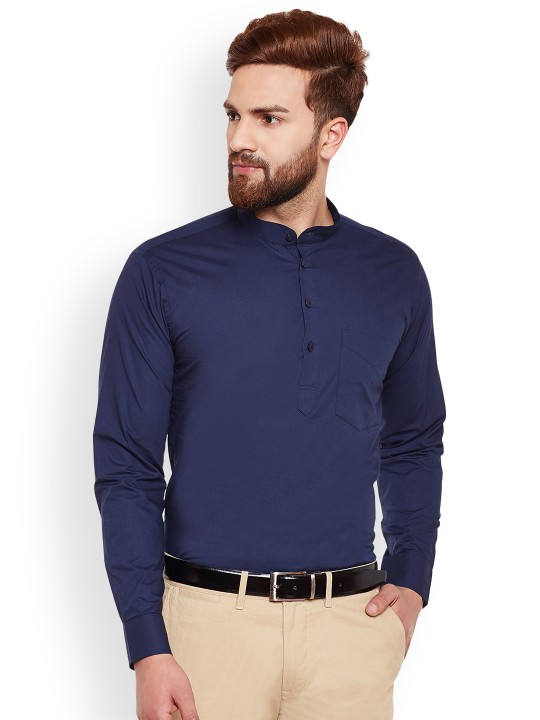 Men Navy Blue Slim Fit Solid Formal Shirt 42