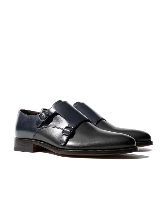 Buy Rapawalk Blue Black Handcrafted Standard Width Leather Monks 9 Online at desertcartINDIA