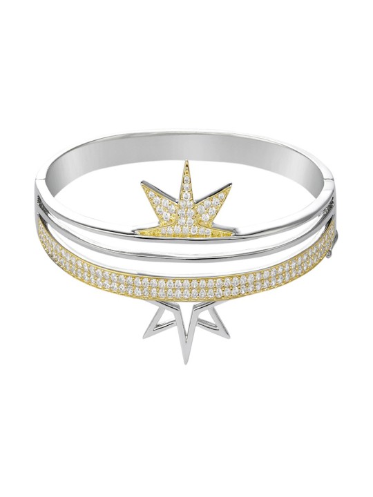 Women Silver & Gold-Toned CZ Embellished Nova Bangle