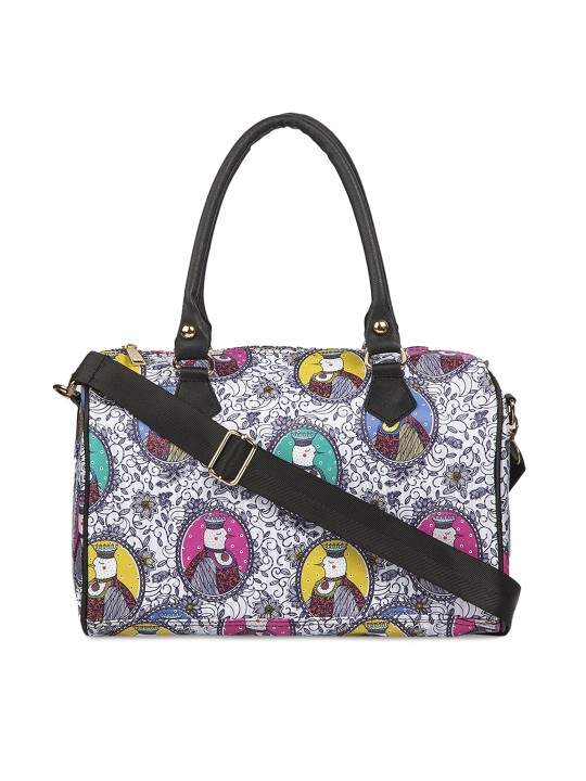 Multicoloured & White Printed Handheld Bag