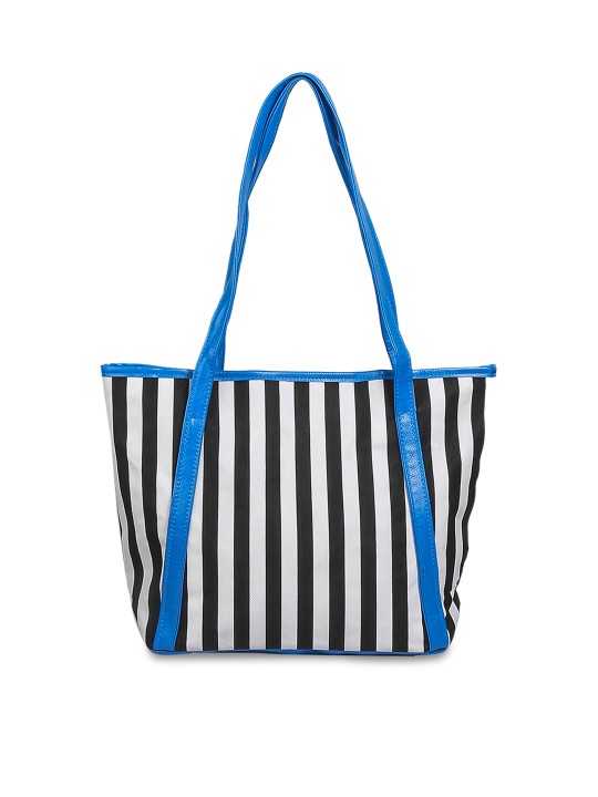 Black & Off-White Striped Shoulder Bag