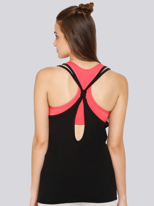 Women Black Solid Styled Back Top XS