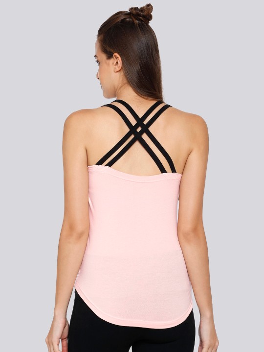 Women Pink Solid Tank Top XS