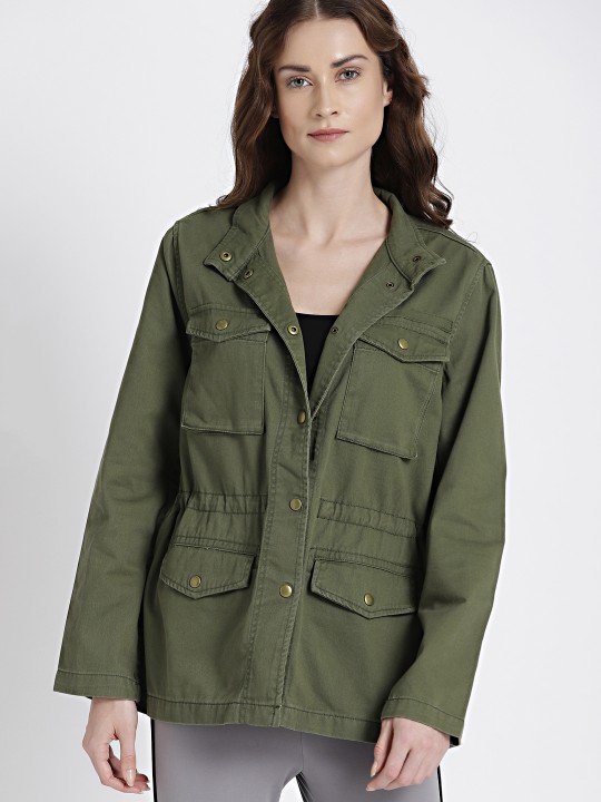 Women Olive Green Utility Jacket