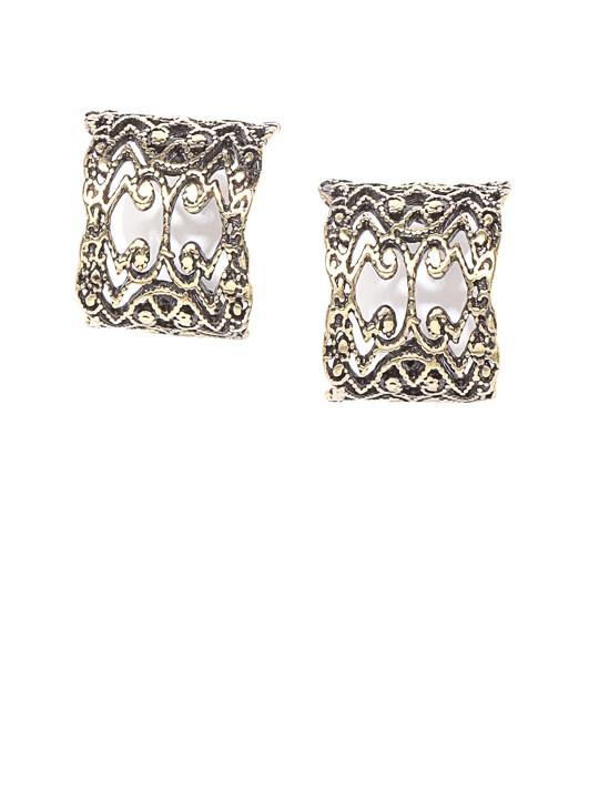 Bronze-Toned Copper-Plated Contemporary Studs
