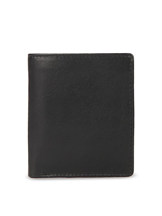 Men Black Solid Two Fold Wallet