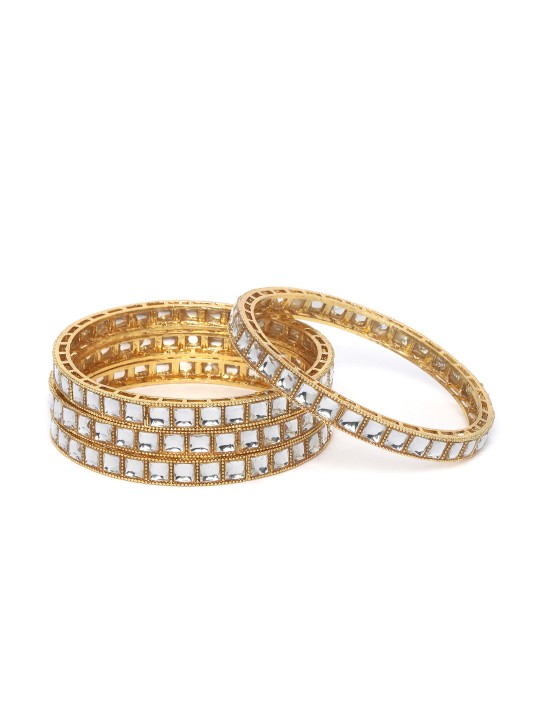 Set of 4 Gold-Plated Kundan Studded Handcrafted Bangles