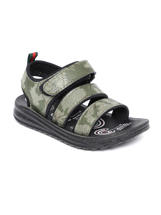 Boys Olive Green Printed Sports Sandals 26