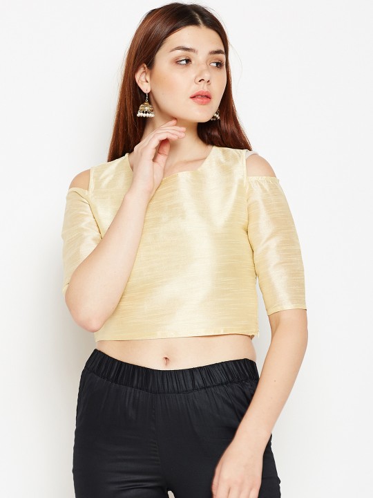 Women Beige Solid Top S