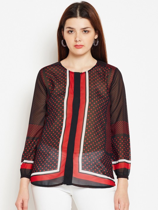 Women Black Printed Top S