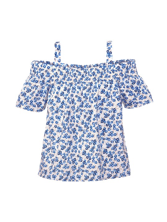 Girls White Printed A-Line Top 12-13Y