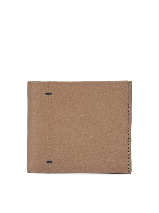 Men Beige Solid Two Fold Wallet