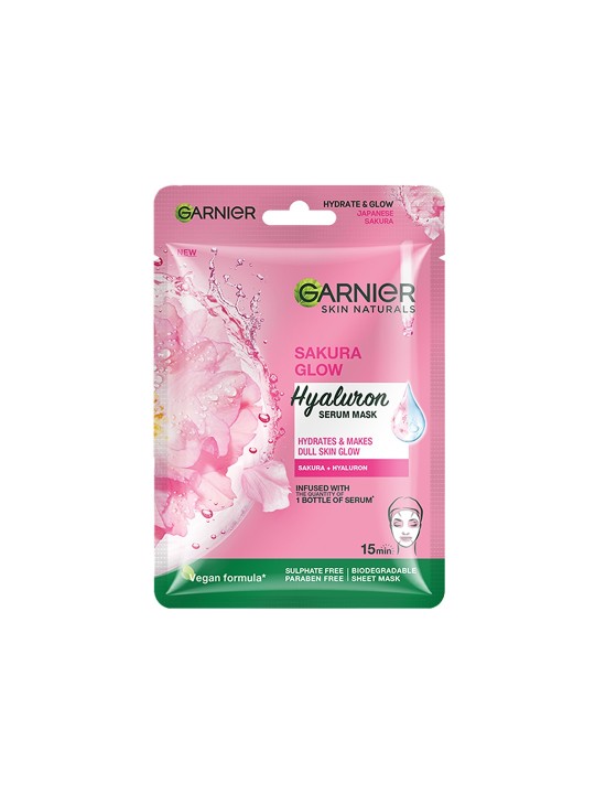 Garnier Skin Naturals, Sheet Mask, Hydrating & Increases Glow, Sakura Glow