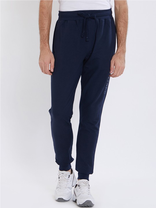 Men Navy Blue Solid Slim Fit Joggers M