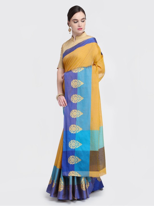Beige Woven Design Art Silk Saree