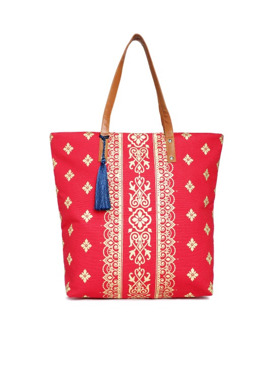 Red Printed Tote Bag