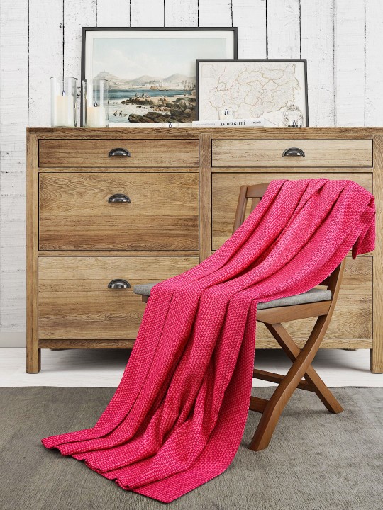 Pink Solid AC Room 400 GSM Single Bed Reversible Blanket