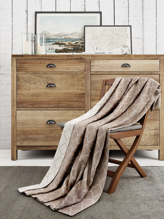 Off-White & Beige Ethnic Motifs AC Room 400 GSM Single Bed Blanket
